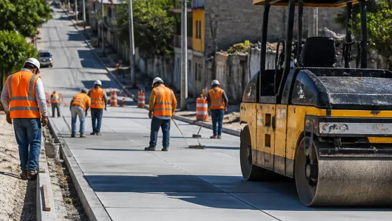 Guadalupe pavimenta calles de Rincón de la Sierra con concreto hidráulico; avance del 65%