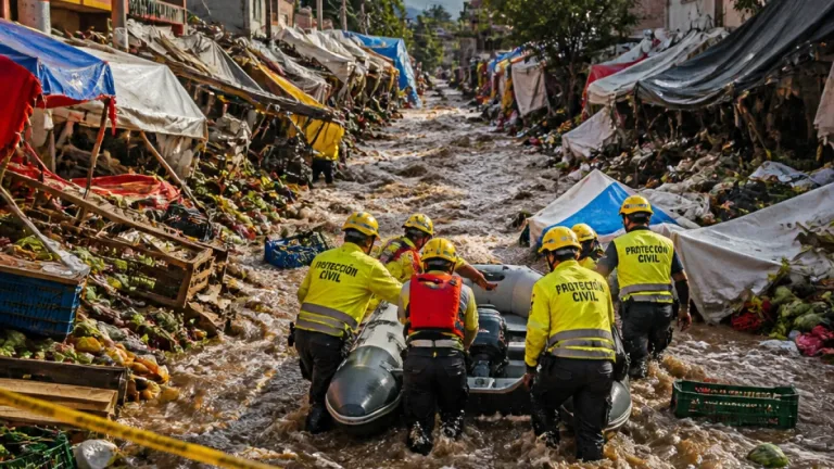Corriente de lluvia arrastra puestos en Santa Catarina; tres personas permanecen desaparecidas