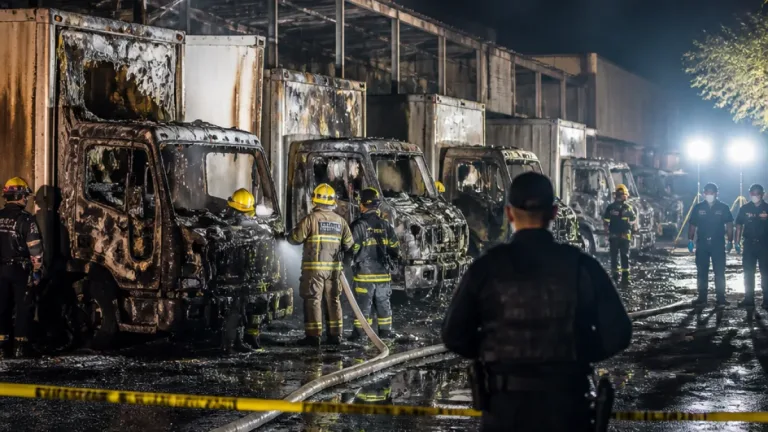 Incendio en Matamoros destruye más de 40 unidades de reparto de PepsiCo en la Marte R. Gómez