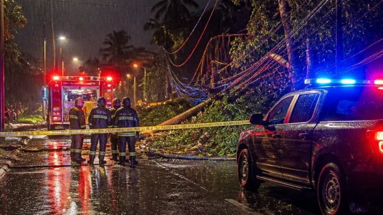 Lluvias provocan caída de árboles y daños en red eléctrica en Tuxpan; autoridades piden precaución