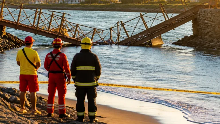 Se desploma puente peatonal en playa La Boquita, Manzanillo; dos personas resultan lesionadas