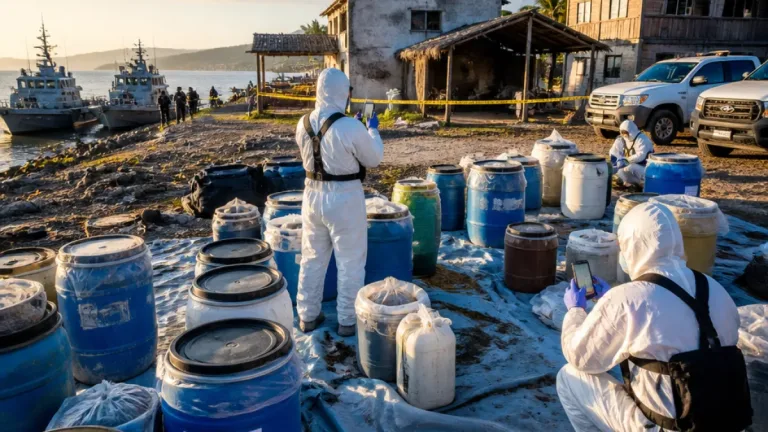 Semar destruye tres narcolaboratorios y asegura más de 3,000 litros de precursores en Topolobampo