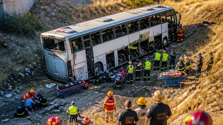 Tragedia en Libramiento Norte de Irapuato: autobús cae en arroyo; hay un muerto y 10 heridos