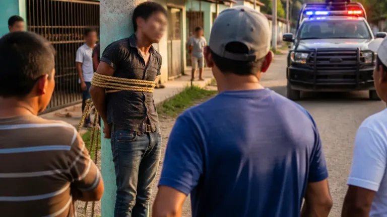 Vecinos de Saloya retienen a presunto ladrón y lo amarran a un poste hasta la llegada de la policía