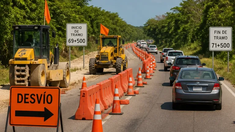 Villahermosa: cierre parcial en la carretera Villahermosa–Escárcega por obras a partir del 7 de agosto
